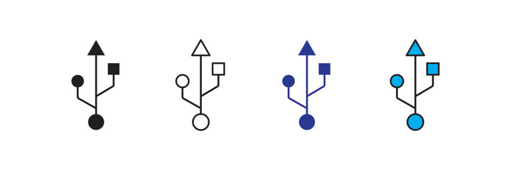 Usb icon set. Usb icon logo design. Flash disk sign and symbol. flash drive sign. Usb stick icon simple vector symbol