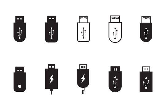 USB icon set. Flash disk sign and symbol. usb flash drive icon vector illustration. eps10