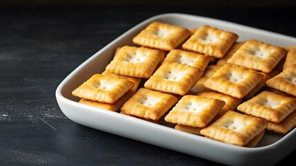 Exquisite and Vibrant Culinary Display of Square Cream Crackers Showcasing Gourmet Dessert Innovation with Healthy Ingredients and Quick Composition