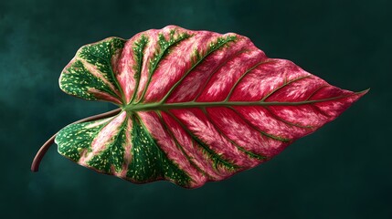 High-Definition Artistic Rendering of Caladium Leaf with a Flowing Dynamic Path on Minimalistic Background