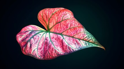 Intricately Illustrated Isolated Caladium Leaf with Elegant Graphic Path for Modern Botanical Design