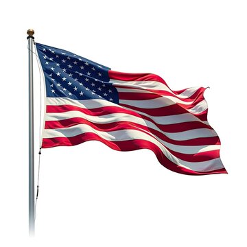 American Flag Waving Proudly on a White Background