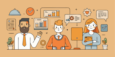Fototapeta premium Business team analytics strategy vector illustration design