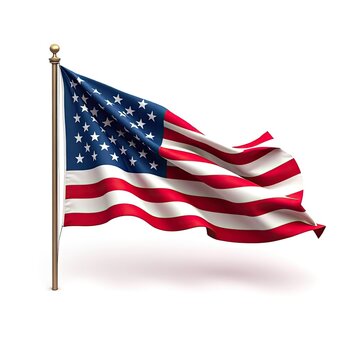 American Flag Waving Proudly on a White Background