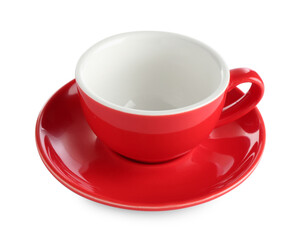 Empty coffee cup with saucer isolated on white