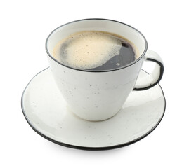 Aromatic coffee in cup isolated on white