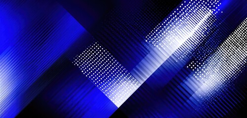 Abstract design with intersecting diagonal lines, vibrant blue and bright white accents