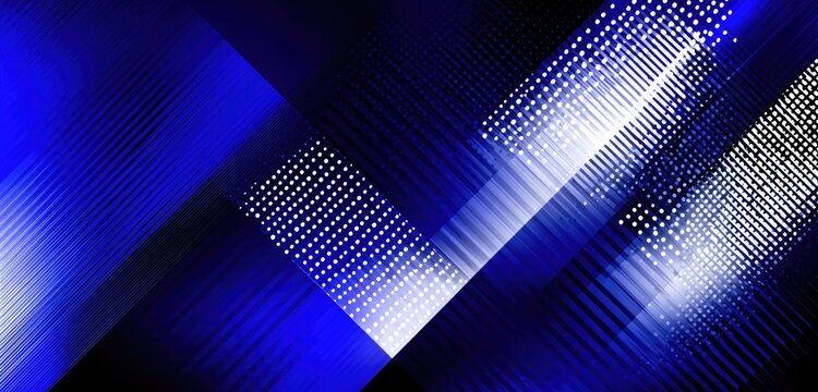 Abstract design with intersecting diagonal lines, vibrant blue and bright white accents
