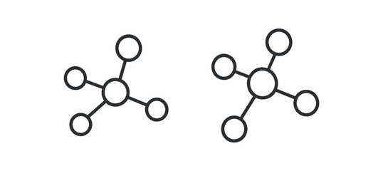 Simplified chemical molecule structure illustration with organic compounds vector line icon illustration