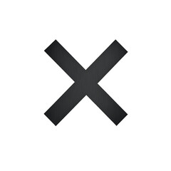 Black geometric cross symbol on a plain background  