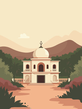 Malappuram &mdash; Kottakkunnu, Thirunavaya Temple, Malappuram Juma Masjid in earth brown, dusty pink, cream, and olive