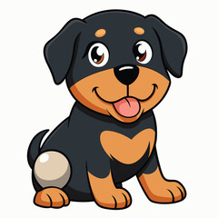 Fototapeta premium Rottweiler gently nudging a soft ball with its nose, a tender moment.