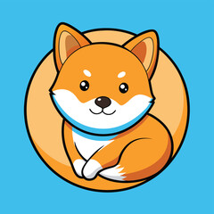 Fototapeta premium Shiba Inu curled up in a perfect circle, tail tucked, peaceful and warm.
