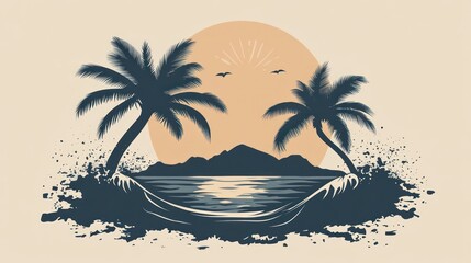 Tropical hammock sunset scene