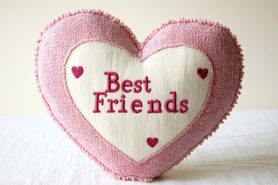Heart-shaped Pillow with "Best Friends" Text Ideal for Friendship Gifts