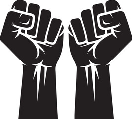 Raised Fists Silhouette - Protest, Power & Revolution Symbol

