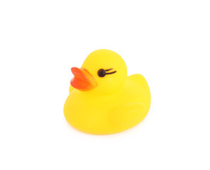 One cute rubber duck isolated on white