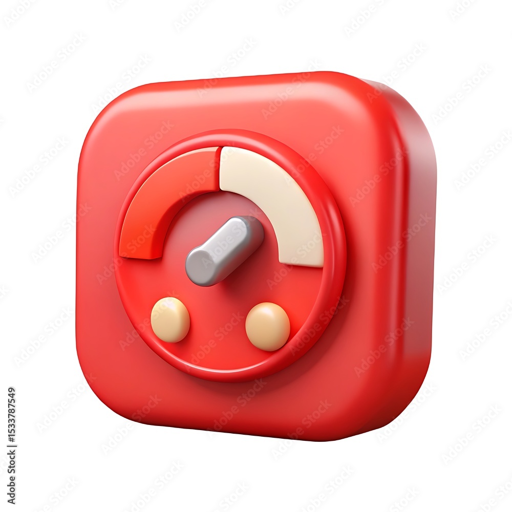 Fototapete 3d rendered red gauge illustration with progress bar and a modern design element