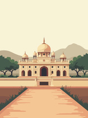 Indore — Rajwada Palace, Kanch Mandir, Lal Bagh Palace in ivory, rose gold, sage, and terracotta