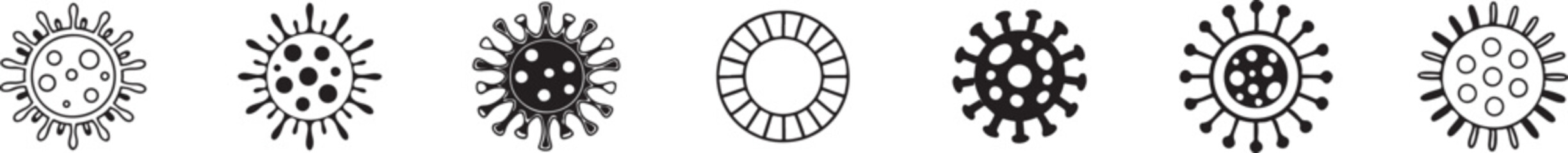 Virus and Bacteria Icons Vector Set.