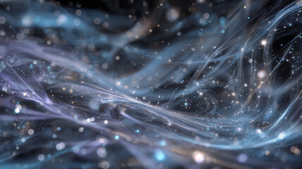 An abstract digital painting of a quantum particle field