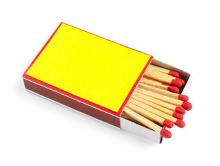 Obraz premium Matches in box isolated on white. Mockup for design