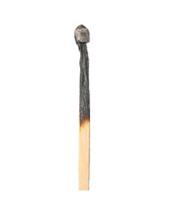 One burnt match isolated on white. Tool for starting fire