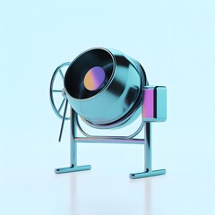 Metal Cement Mixer on Light Blue Background