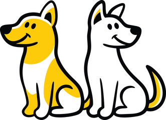 Shiba Silhouette Japanese Dog Breed, Pet Animal, Canine Outline, Flat Vector Illustration
