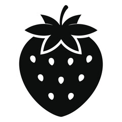 strawberry fresh fruit icon vector silhouette on black white background 