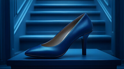 Elegant Blue High Heel Shoe Product Shot 3D Illustration