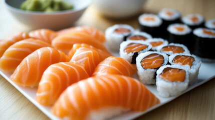 sushi set with rice and fish japanese food