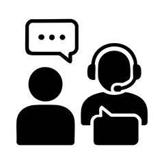 Live chat support icon with customer and agent conversation