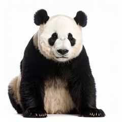 Fototapeta premium Cute playful panda bear over white background