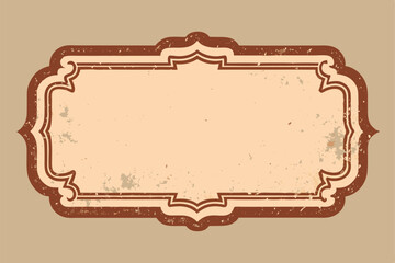 Vintage decorative label design with grunge texture and ornate borders on neutral background