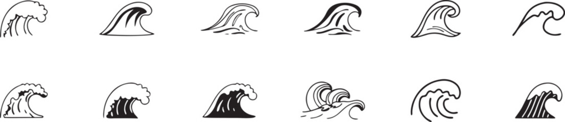 Abstract Water Wave Icons.