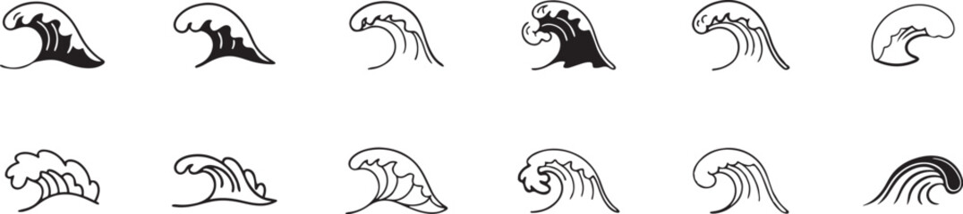 Abstract Water Wave Icons.