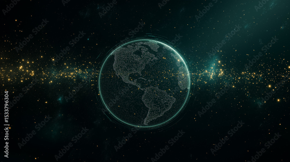 Wall mural celestial sphere: a breathtaking digital rendering of earth from space.