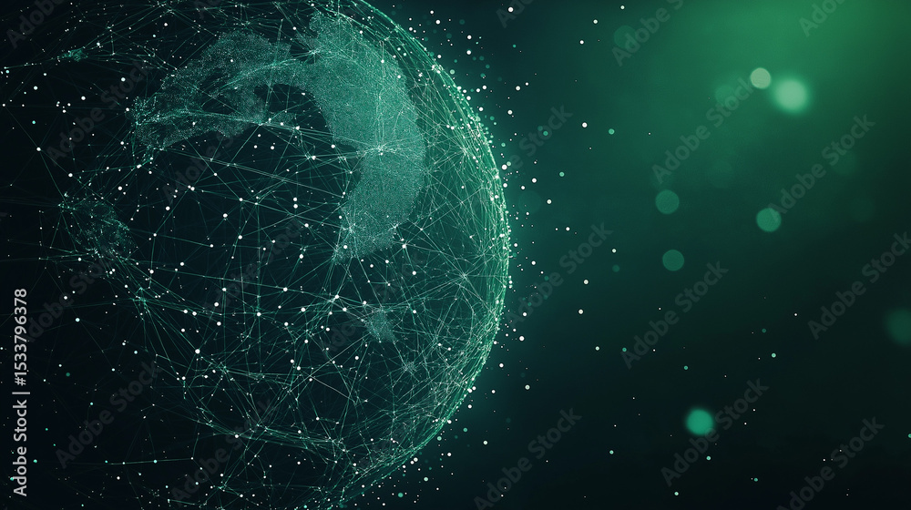 Wall mural global network: an intricately interconnected digital globe, symbolizing the vast network of global 