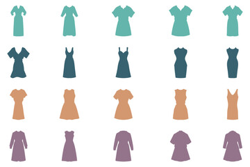 Casual Dress Icon Set Design