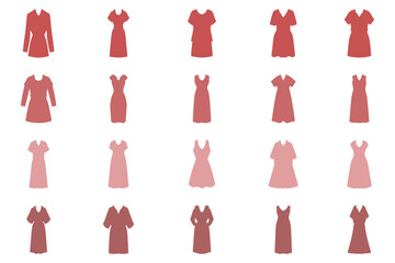 Casual Dress Icon Set Design
