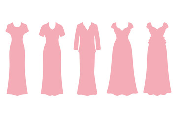 Wedding Dress Icon Set Design