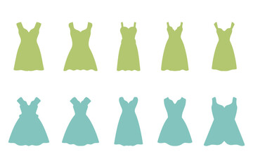 Wedding Dress Icon Set Design
