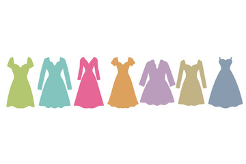 Wedding Dress Icon Set Design