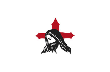Jesus Logo Design Red Cross Head