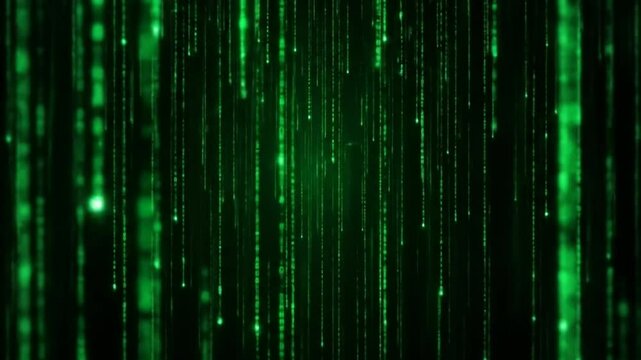 Cyberspace with green digital falling lines, abstract background, binary chain. Crypto space. Digital binary data, streaming code background. Matrix background. 4k video