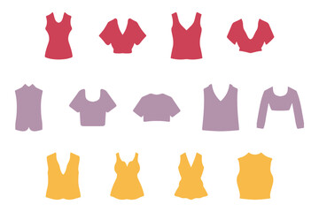 Women Top Clothes Icon Set