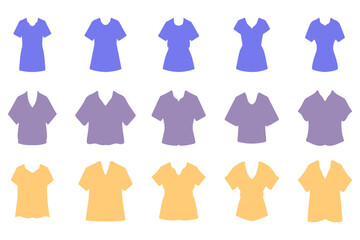 Casual Women Tops Icon Set