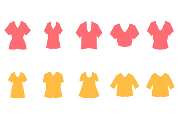 Casual Women Tops Icon Set