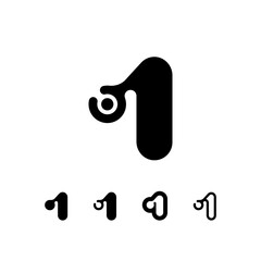 Logo Number 1, set of five different numeral one for your brand name design, vector illustration 10 EPS